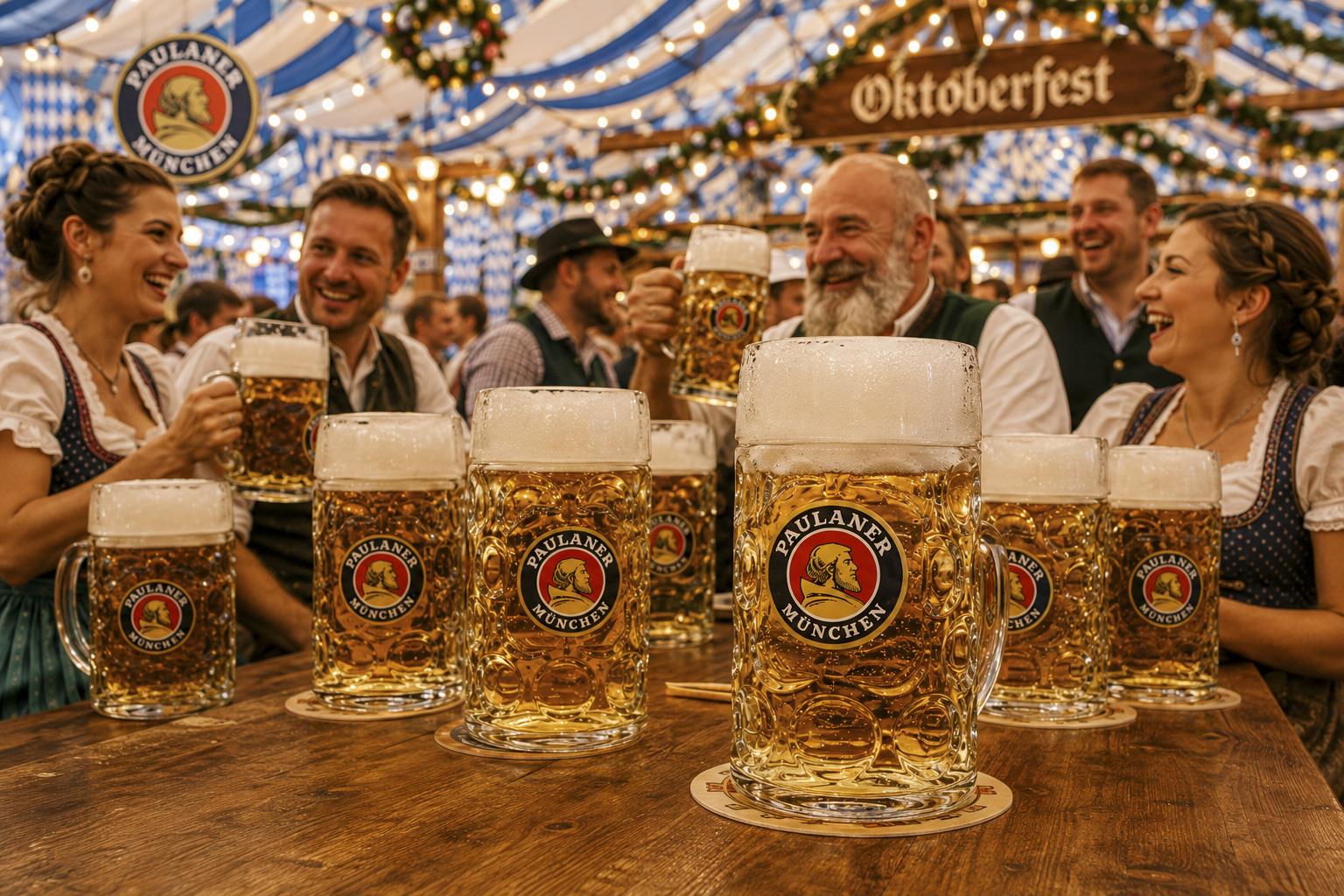 Boccale di birra Paulaner servito all'Oktoberfest Ferrara